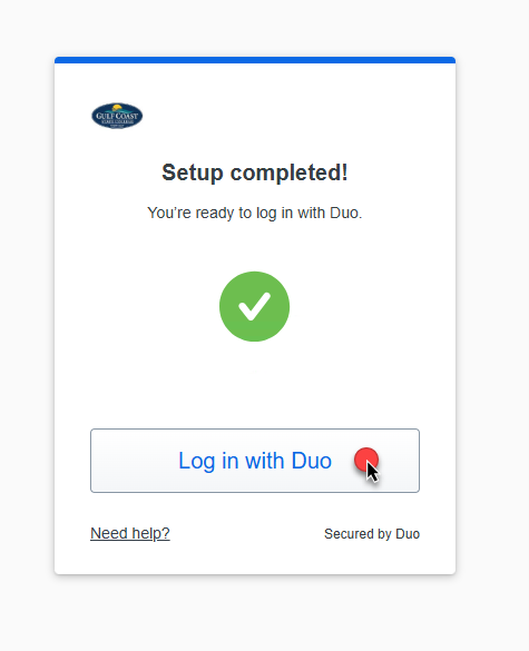 Setup Completed screen