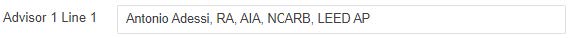 Image showing Advisor 1 Line 1 input field