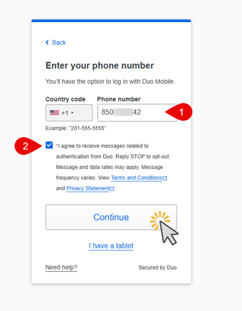 Image of enter your phone number screen