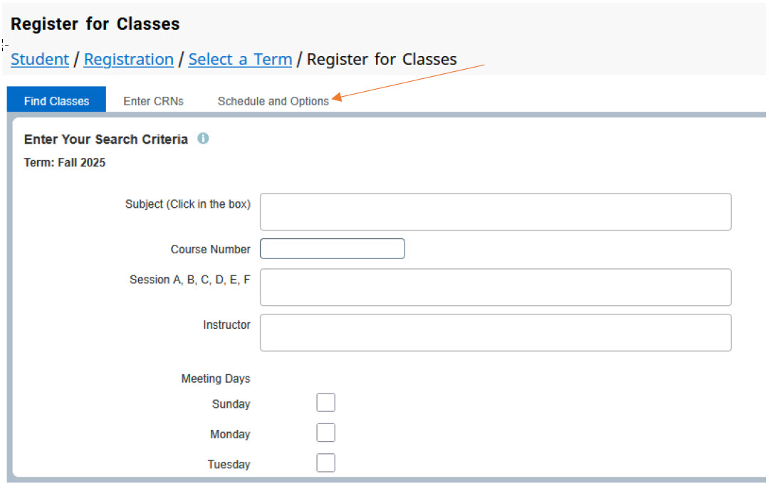 Schedule and Options Highlighted