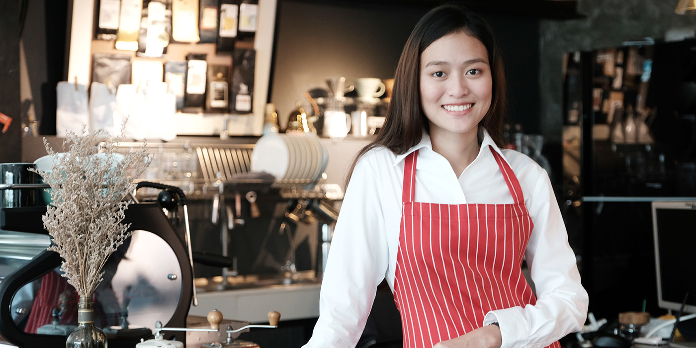 Lady in a restaurant