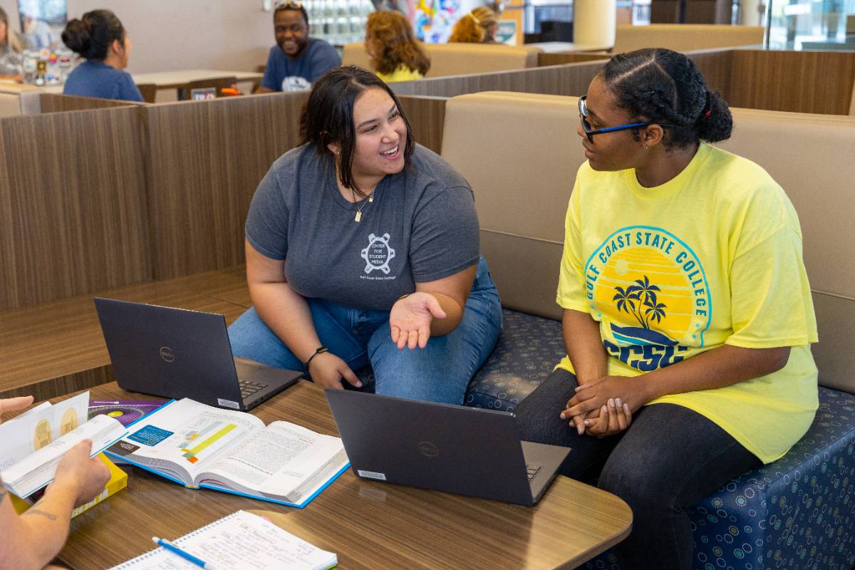 Student talking in Student Union